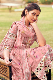 Pure Cotton Pink Hand Block Print Straight Cut Salwar Suit